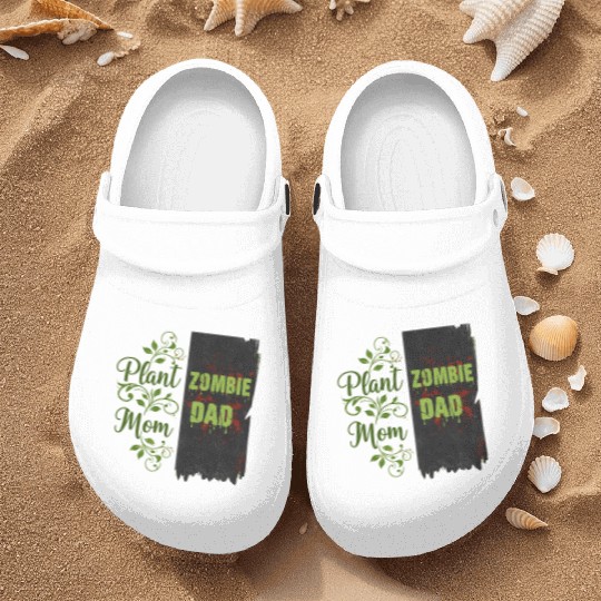 Plant Mom Zombie Dad Couple Design Nurse Clogs
