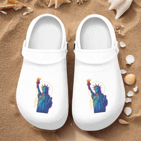Statue of Liberty Neon Nurse Clogs Design