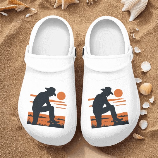 Western Cowboy Sunset Nurse Clogs