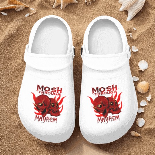 Mosh Through Mayhem Skull Design Nurse Clogs