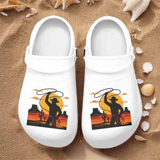 Lasso the Sunset Cowboy Nurse Clogs