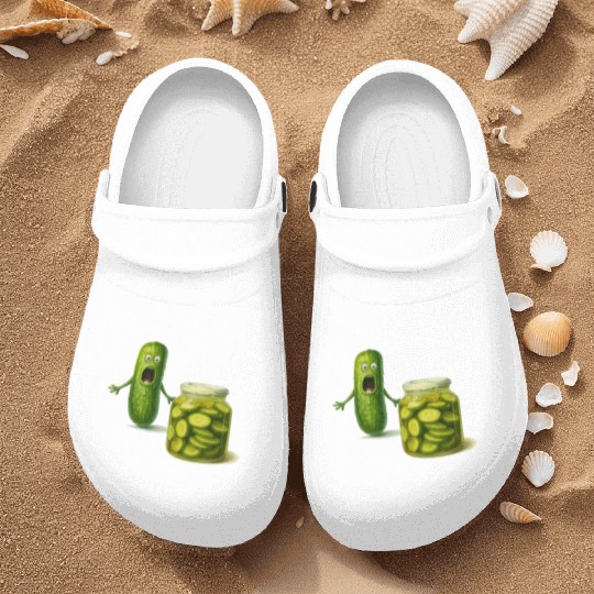 Funny Pickle Cartoon Cute Dill Pickle Jar Reaction Nurse Clogs