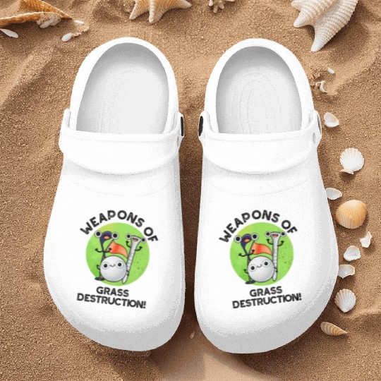 Weapons Of Grass Destruction Funny Golf Pun Nurse Clogs
