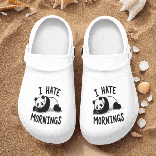 Panda I Hate Mornings Saying Nurse Clogs