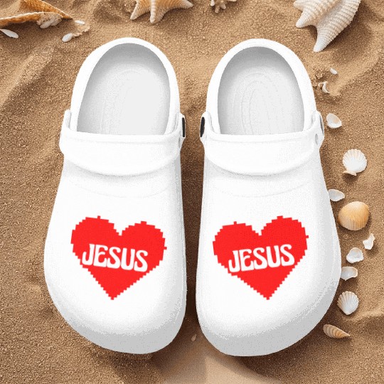 I LOVE JESUS PIXEL ART Nurse Clogs