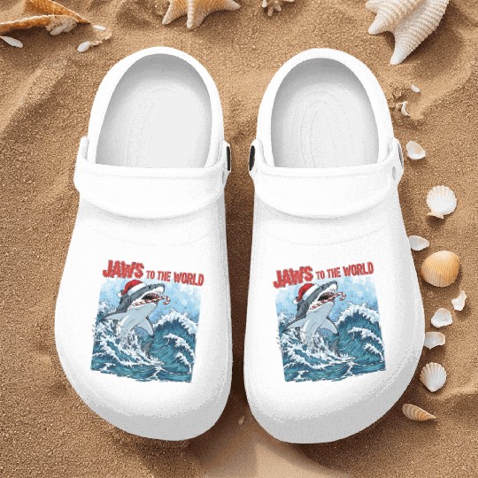 Jaws to the World – Christmastime Shark Attack Nurse Clogs