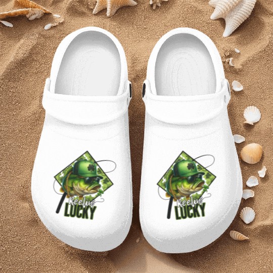 Reelin' Lucky Bass Fish Nurse Clogs