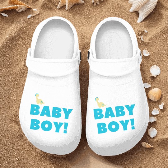 Cute Baby Boy Dinosaur – Blue Newborn Gift Design Nurse Clogs