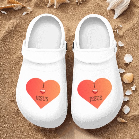 I Love Jesus Heart Design Nurse Clogs