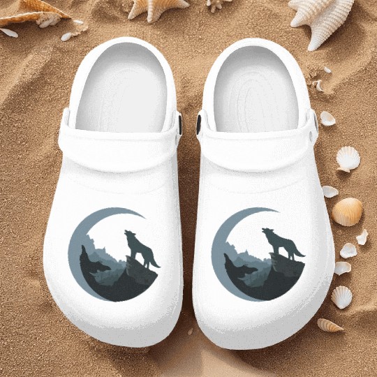 Wolf Moon Silhouette Nurse Clogs