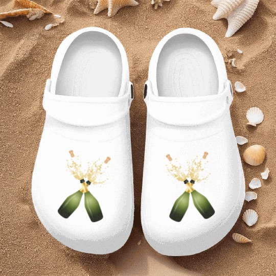 Two Champagne Bottles – for New Year's Eve & Party Nurse Clogs
