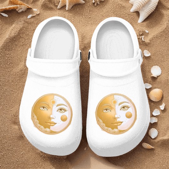 Celestial  Lunar Sun Face Art Nurse Clogs