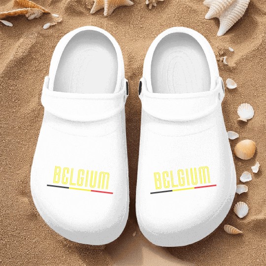 Bright Typography Belgium Flag Design Nurse Clogs