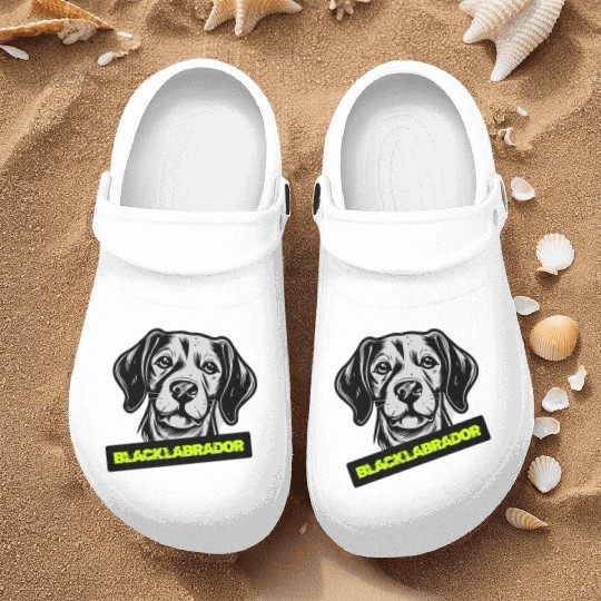 Black Labrador Portrait Illustration Nurse Clogs