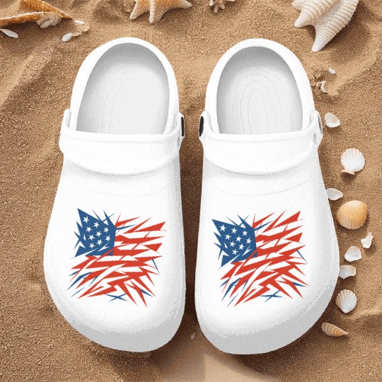 Abstract American Flag Deconstructivism Style Nurse Clogs