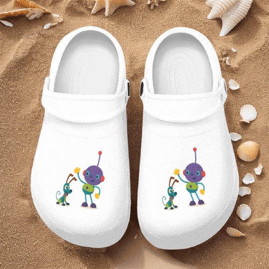 Colorful Robot and Dog Cartoon Design Nurse Clogs
