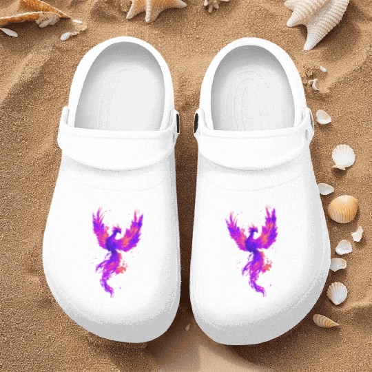 Vibrant Phoenix Illustration for Apparel Nurse Clogs