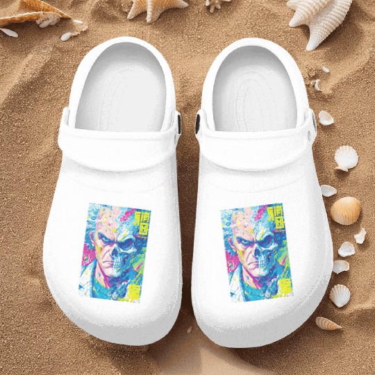 Half Human Half Skull Pop Art Nurse Clogs