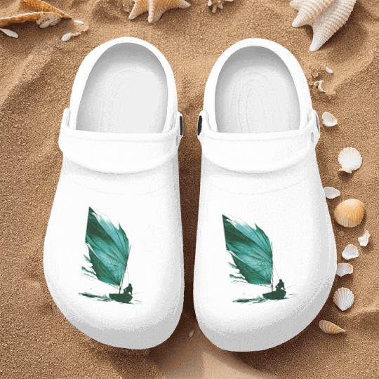 Tropical Leaf Sailing Art Nurse Clogs