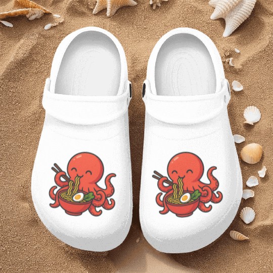 Playful Octopus with Ramen Bowl Nurse Clogs