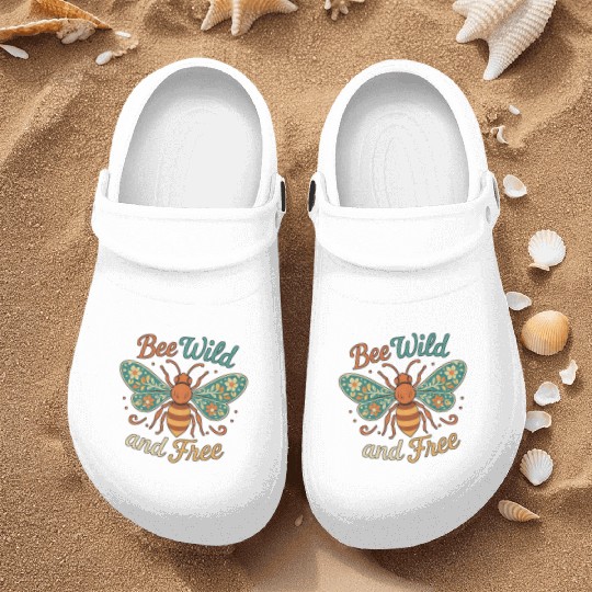 Bee Wild and Free Nature Motif Nurse Clogs