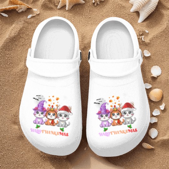 Happy HalloThanksMas Cute Cats Lover Nurse Clogs