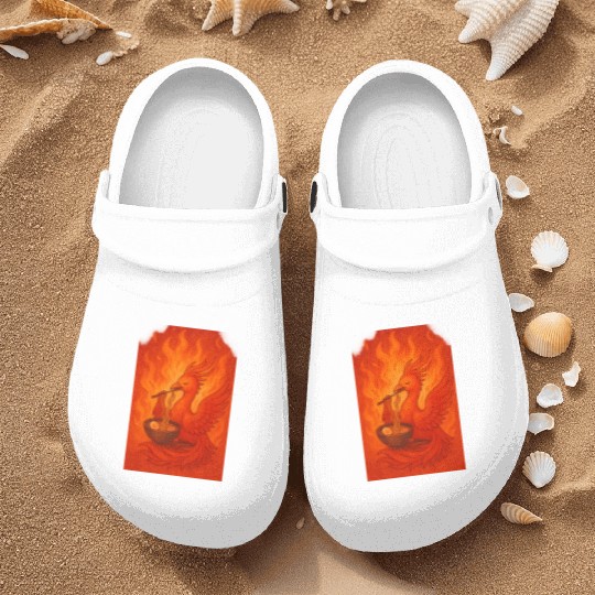 Fiery Phoenix with Ramen Bowl Nurse Clogs