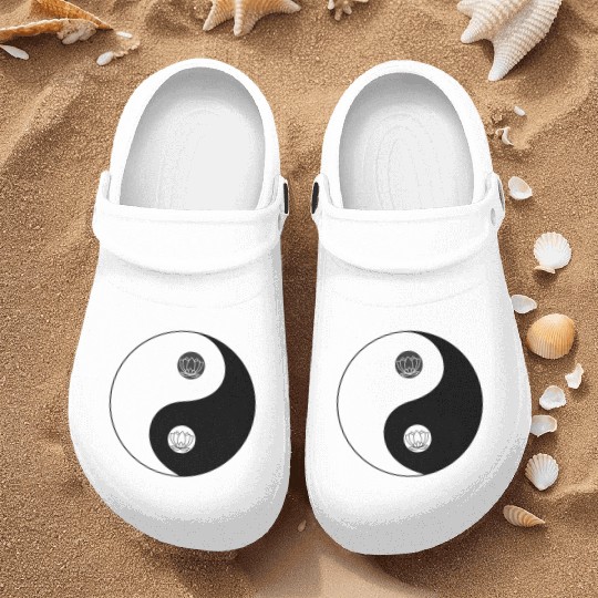 Yin-Yang Tao Lotus Symbol Design Nurse Clogs