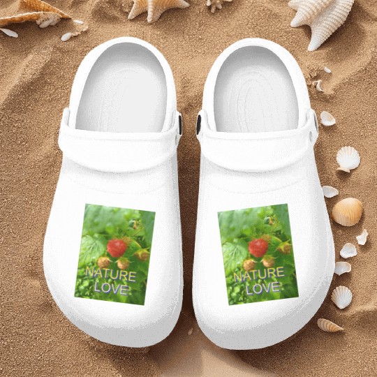 Vivid Raspberry and Greenery Nature Design Nurse Clogs