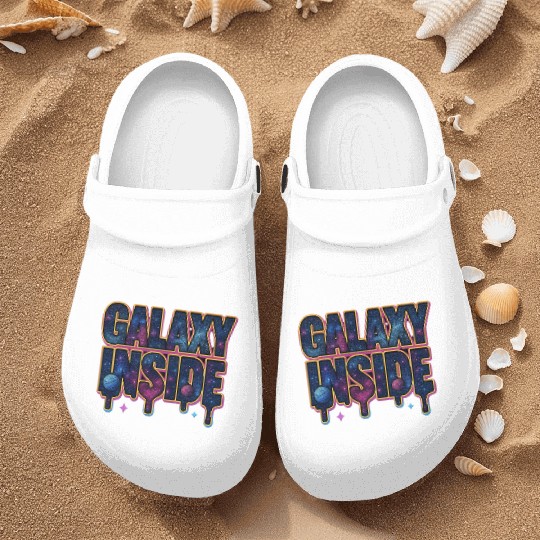 Galaxy Inside Cosmic Typography Nurse Clogs