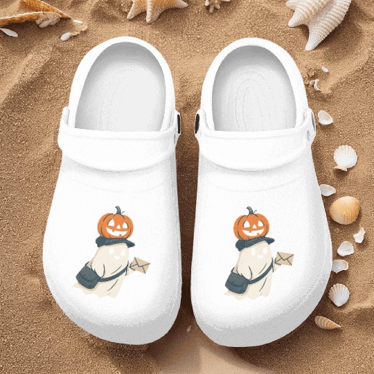 Postal Worker Pumpkin Ghost  Nurse Clogs