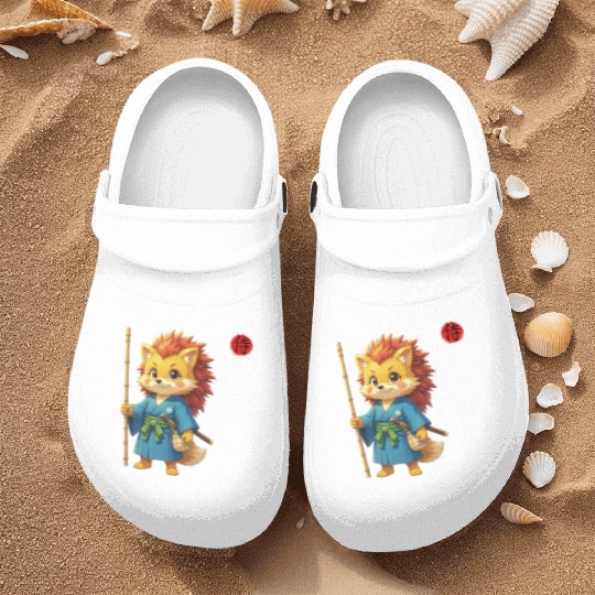 Samurai Hedgehog Anime Character Kanji Art Nurse Clogs