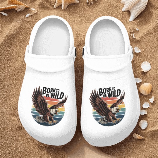 Born to Be Wild Eagle Illustration Nurse Clogs