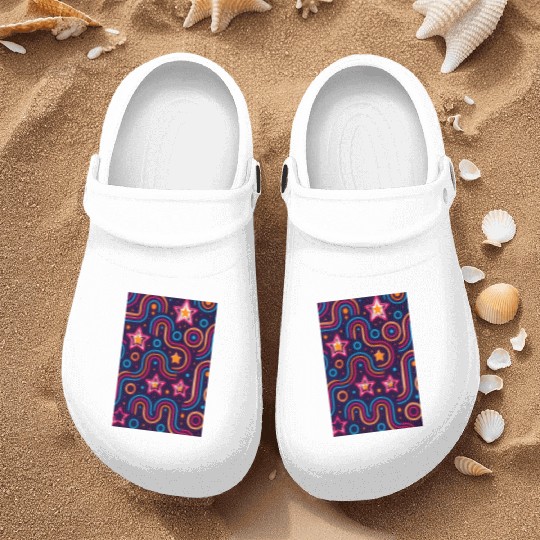 Neon Starburst Cosmic Pattern Nurse Clogs