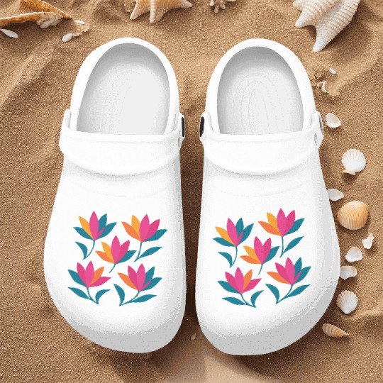 Colorful Abstract Tulips Graphic Nurse Clogs