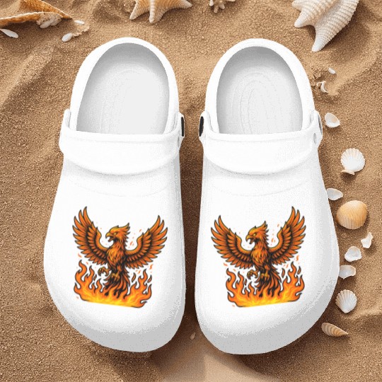 Fiery Phoenix Rising Illustration Nurse Clogs