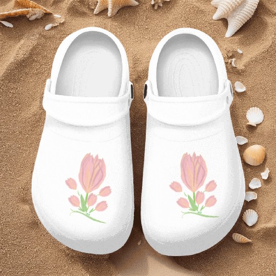 Elegant Pink Tulips  Illustration Nurse Clogs