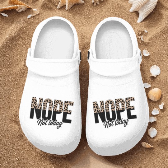 Leopard Print Motif with Bold Typography Nurse Clogs