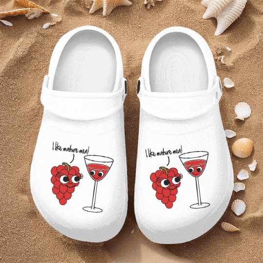 "I like mature men" Grape / Wine Vector Design Nurse Clogs