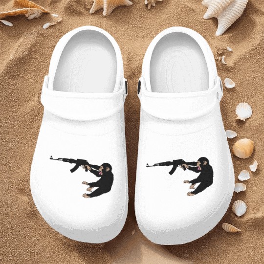 monkey holding a gun Nurse Clogs