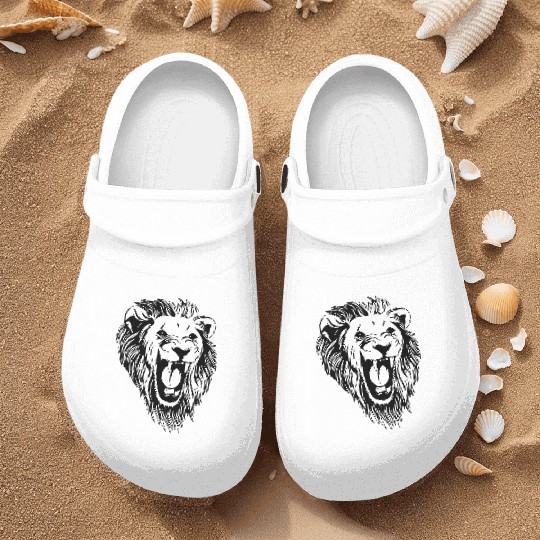 Lion - male face roaring Nurse Clogs