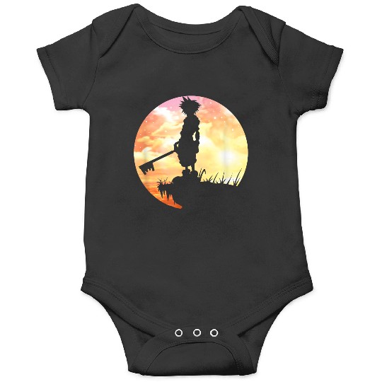 Disneyss Kingdom Hearts Sora Sunset Silhouette Pose Chest Logo Onesies