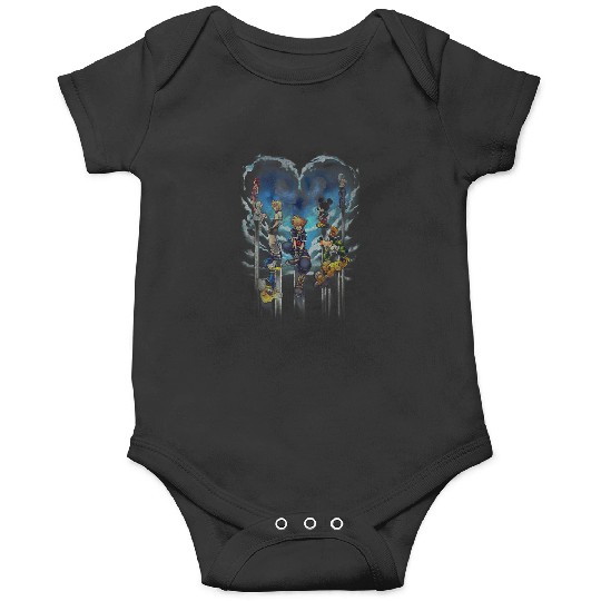 Disneyss Kingdom Hearts Main Characters Heart Shape Distressed Onesies