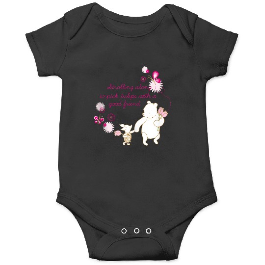 Disneyss Winnie The Pooh Piglet Cute Flowers Big Chest Logo Onesies
