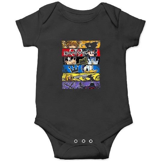 Disneyss Kingdom Hearts Epic Character Panels Distressed Logo Onesies