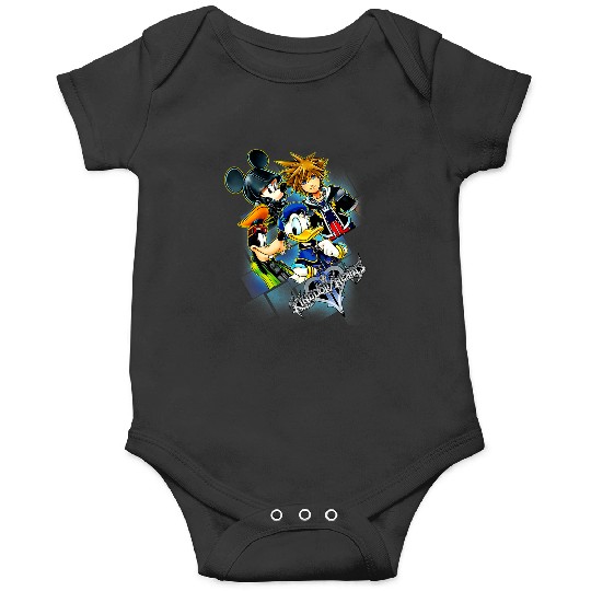 Disney Kingdom Hearts Donald Mickey Goofy Sora Group Grid V-Neck Onesies