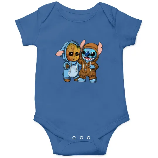 Disney Groot and Stitch Friends Funny Onesies