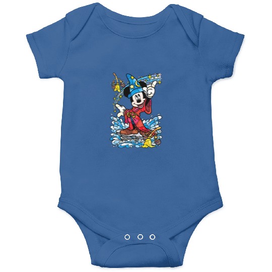 Disney Fantasia Sorcerer Mickey Mouse Magic Wizard Retro Onesies