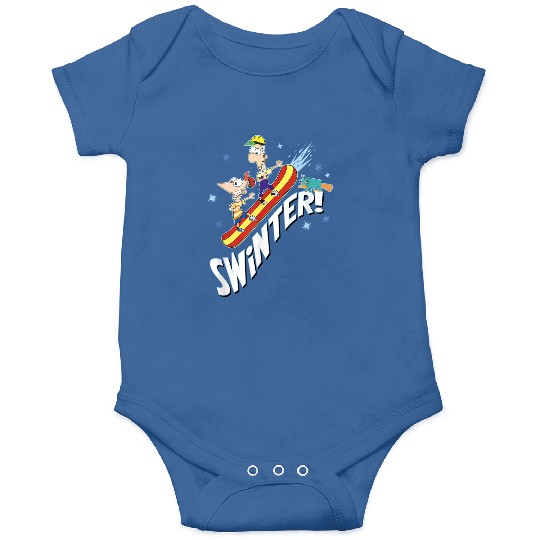 disneys Phineas And Ferb Swinter Snowboarding Shot Onesies