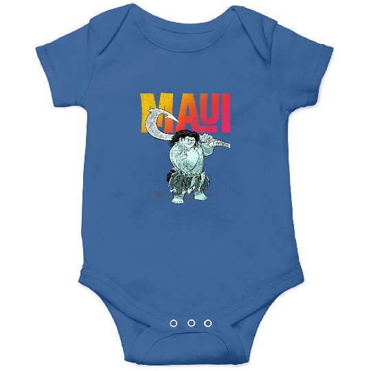 Disneyss Moana Maui Gradient Text Tough Pose Portrait Onesies
